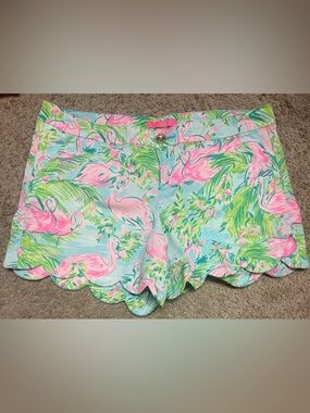 Lilly Pulitzer Women's Pink Flamingo Scallop Hem Shorts